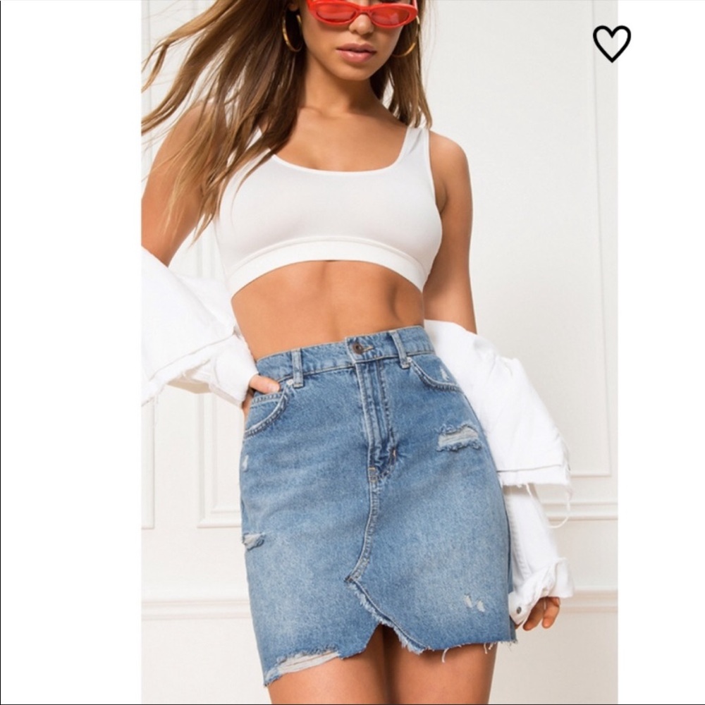 Free People Hallie Denim Distressed Mini Skirt